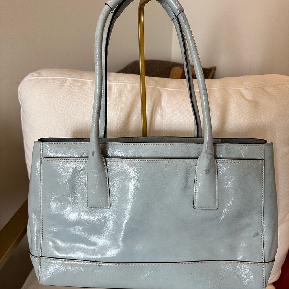 Coach Sky Blue Patent Leather Front Pocket Tote - Picture 10 of 14